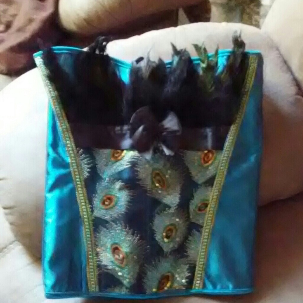 Teal peacock bustier